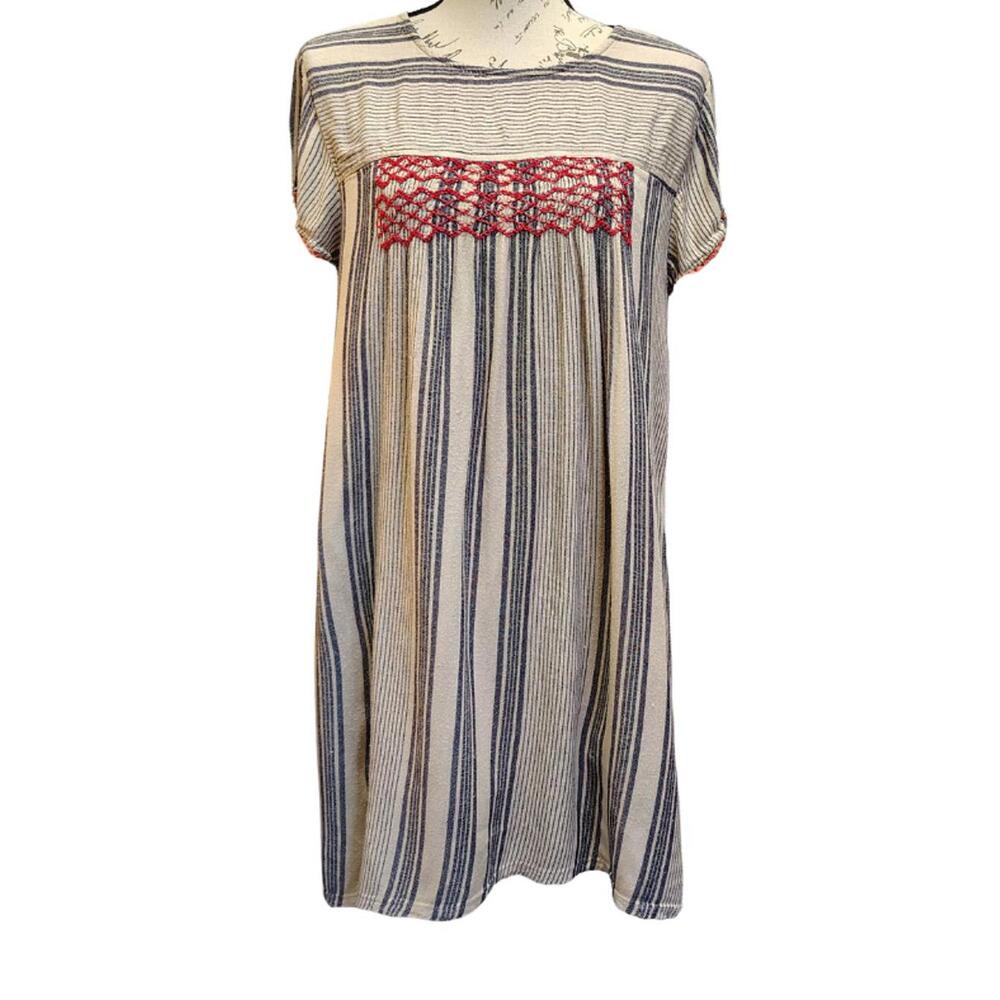 Striped Mini Shift Dress Anthropologie‎ THML Med - Boho Country Cottage Prairie